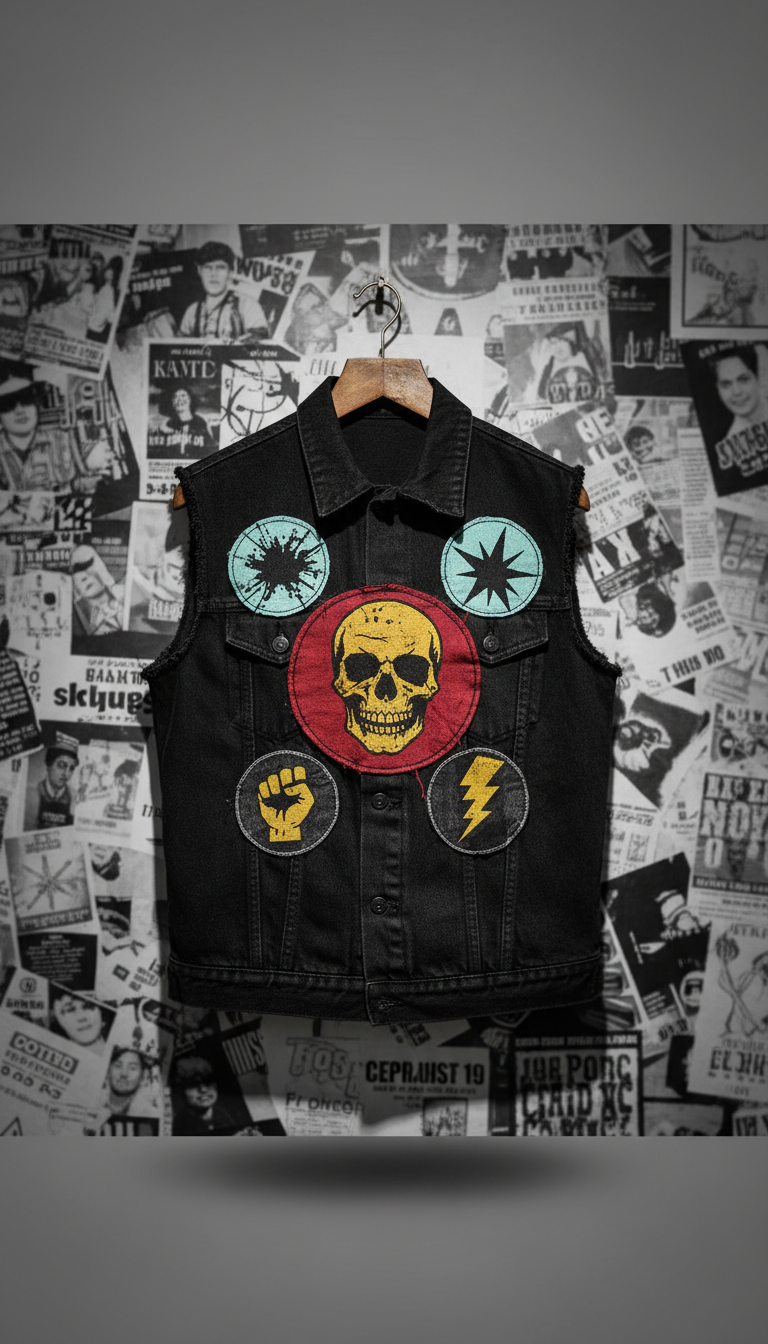 Retro Red Punk Patch Set