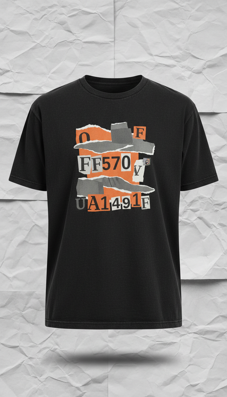 Washed Black Tee With Xerox Motif